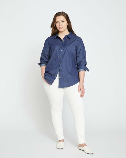 Minimalist Stretch Cotton Chambray Shirt - Dark Indigo | Universal Standard