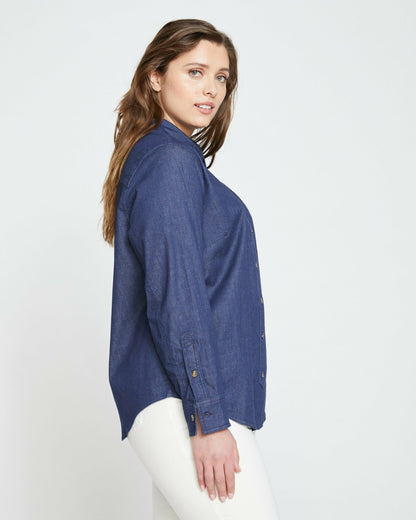 Minimalist Stretch Cotton Chambray Shirt - Dark Indigo | Universal Standard