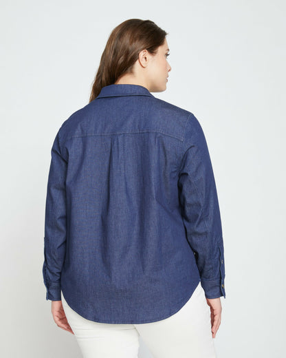 Minimalist Stretch Cotton Chambray Shirt - Dark Indigo | Universal Standard