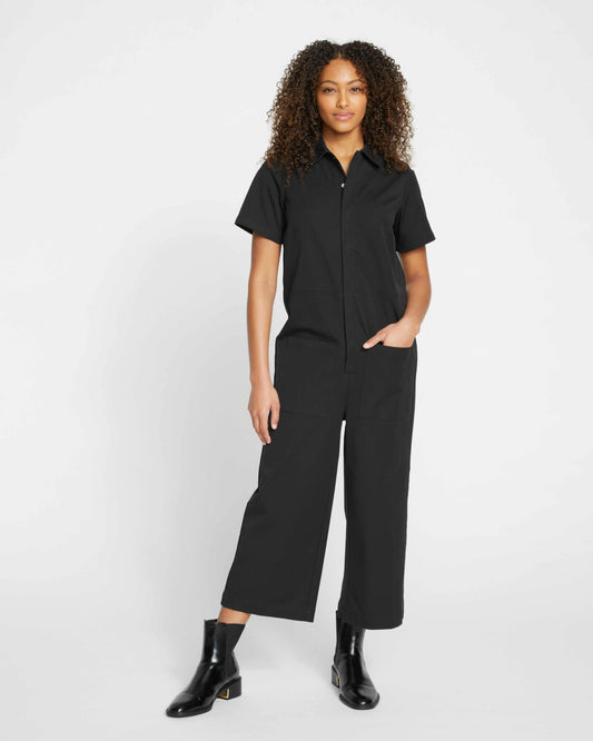 Kate Stretch Cotton Twill Jumpsuit - Black | Universal Standard