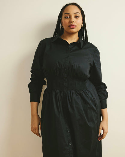 Hamptons Smocked Shirtdress - Black | Universal Standard