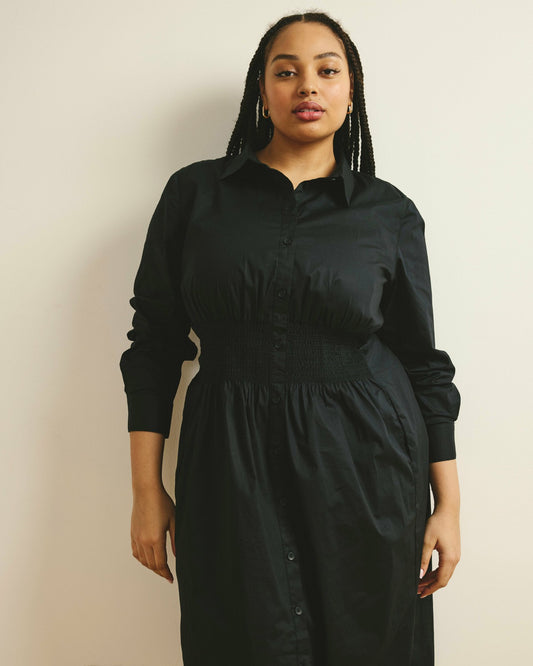Hamptons Smocked Shirtdress - Black | Universal Standard