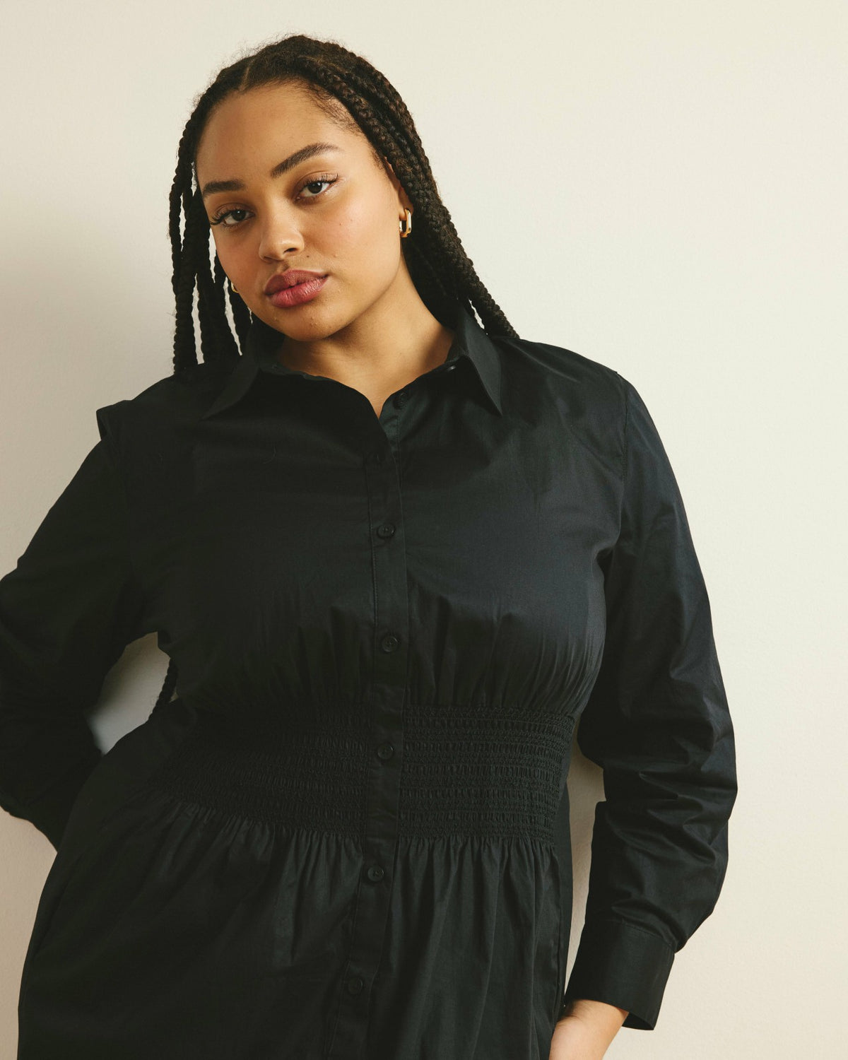 Hamptons Smocked Shirtdress - Black | Universal Standard
