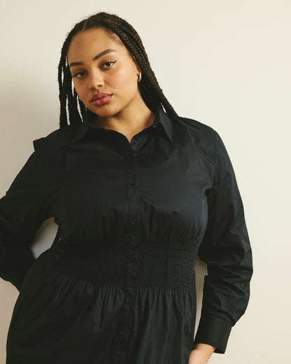 Hamptons Smocked Shirtdress - Black | Universal Standard