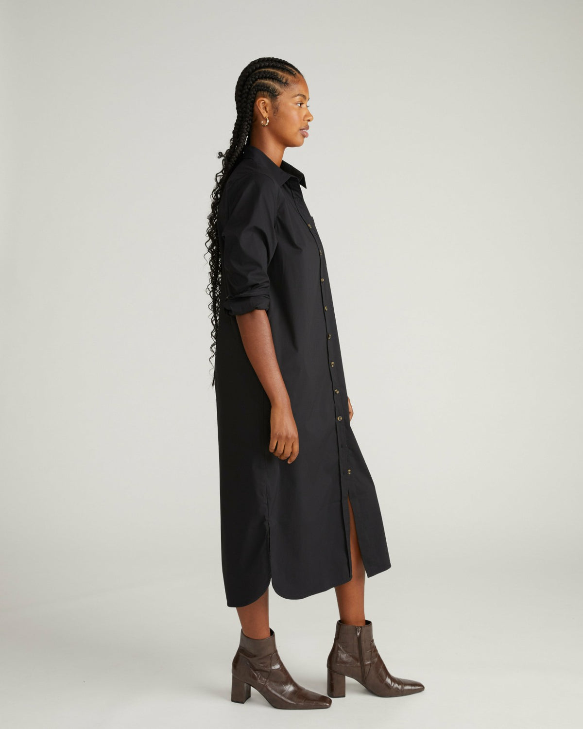 Odeon Stretch Poplin Shirtdress - Black | Universal Standard