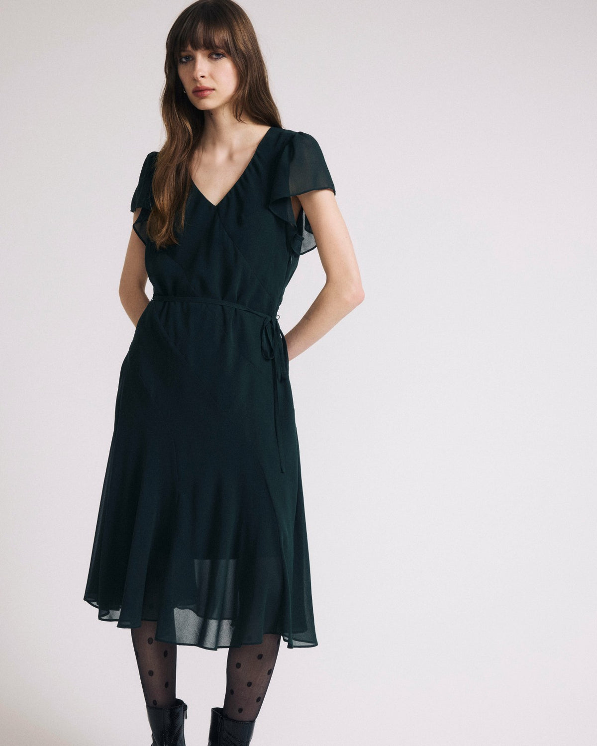 Seville Chiffon Dress - Forest Green | Universal Standard