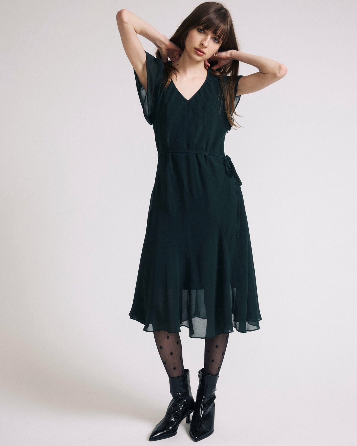 Seville Chiffon Dress - Forest Green | Universal Standard