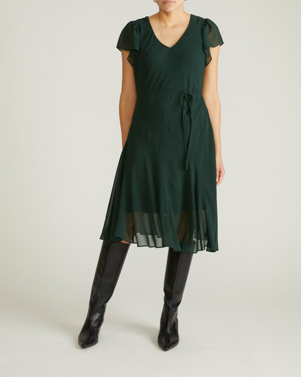 Seville Chiffon Dress - Forest Green | Universal Standard
