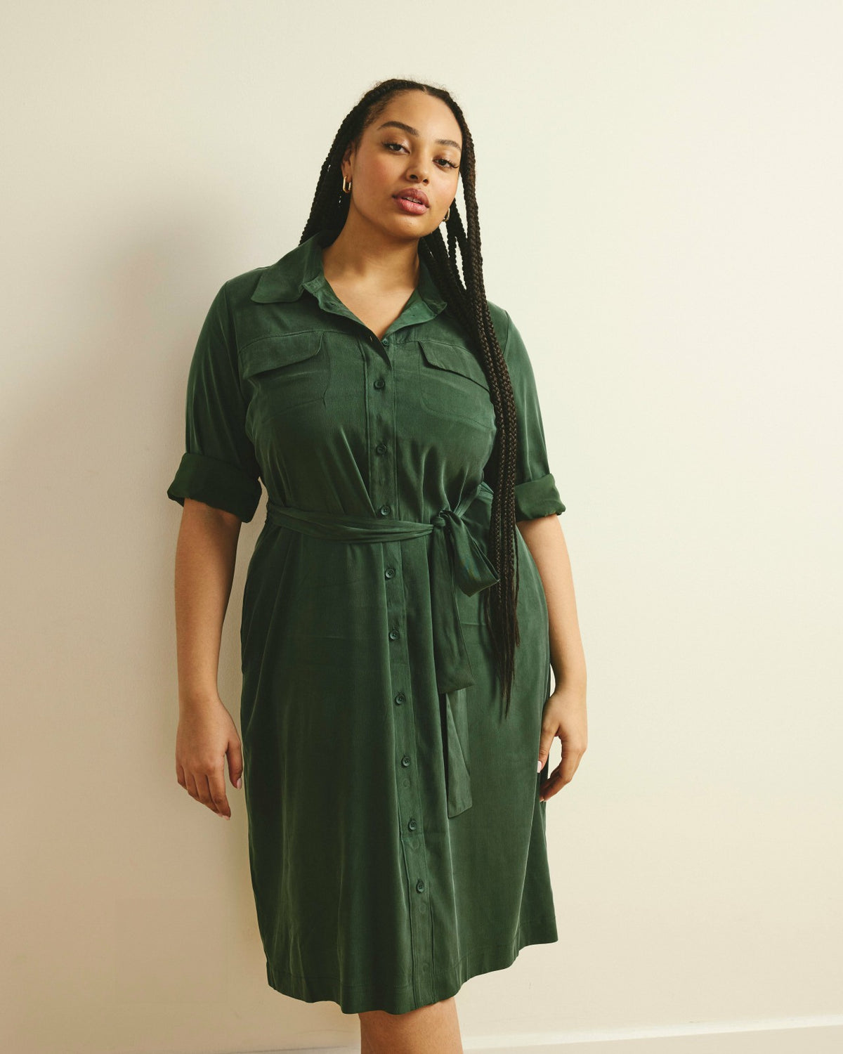 Cooling Stretch Cupro Savannah Dress - Forest Green | Universal Standard