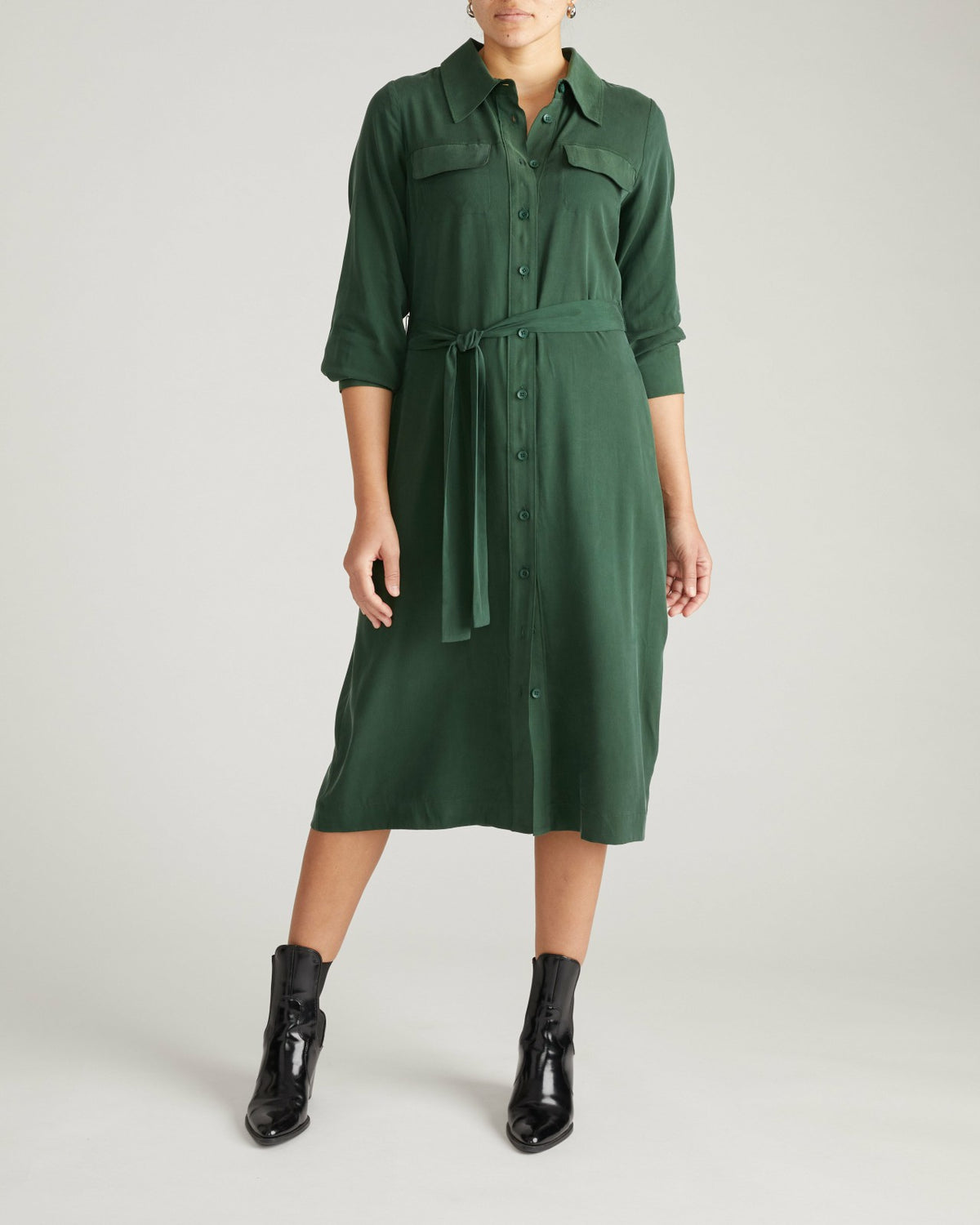 Cooling Stretch Cupro Savannah Dress - Forest Green | Universal Standard