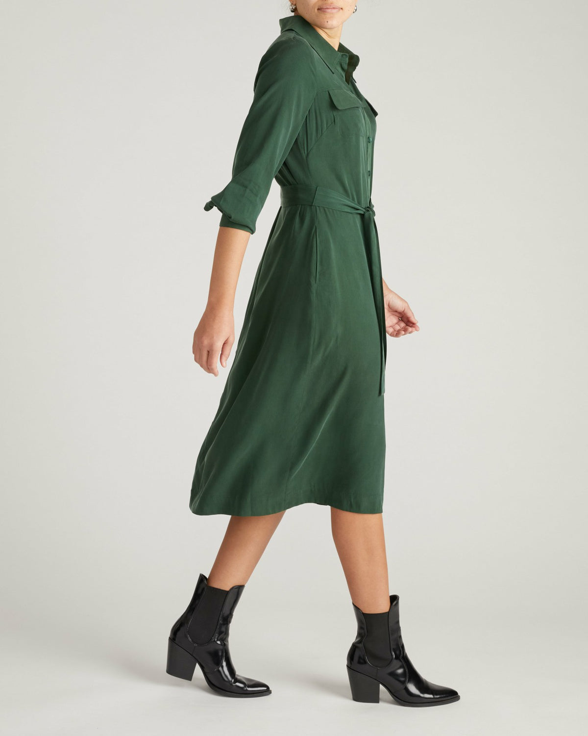 Cooling Stretch Cupro Savannah Dress - Forest Green | Universal Standard