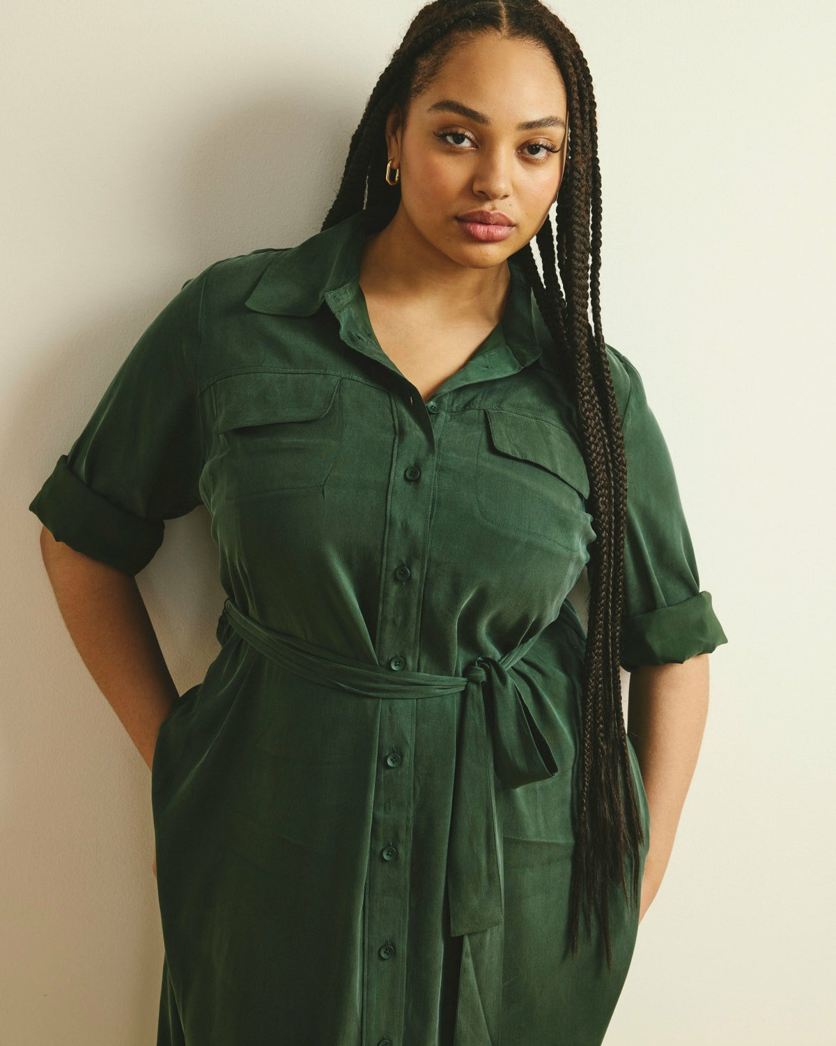 Cooling Stretch Cupro Savannah Dress - Forest Green | Universal Standard