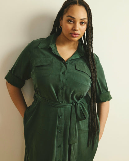 Cooling Stretch Cupro Savannah Dress - Forest Green | Universal Standard