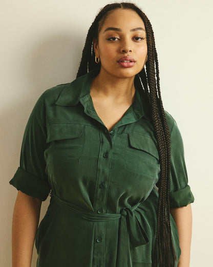 Cooling Stretch Cupro Savannah Dress - Forest Green | Universal Standard