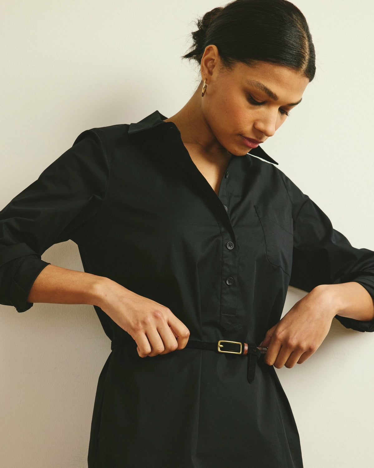 Stretch Poplin Rubicon Shirtdress - Black | Universal Standard