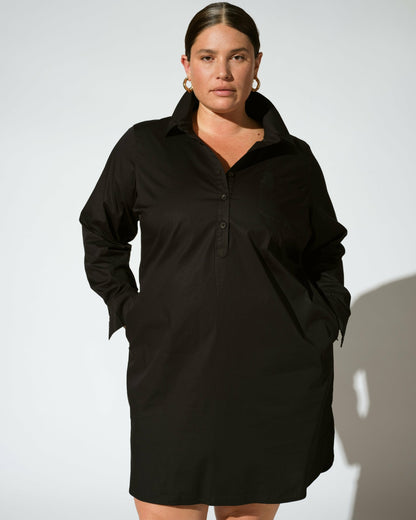 Stretch Poplin Rubicon Shirtdress - Black | Universal Standard