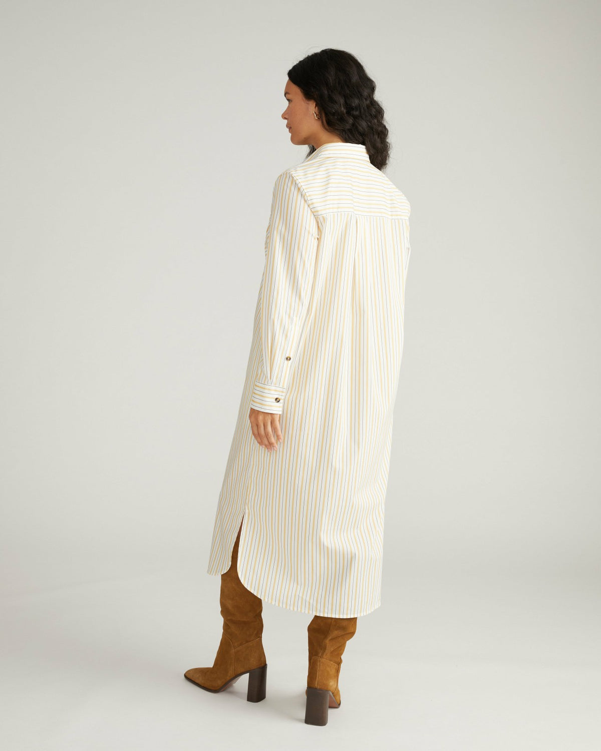 Odeon Stretch Poplin Shirtdress - Yellow Multi Stripe | Universal Standard