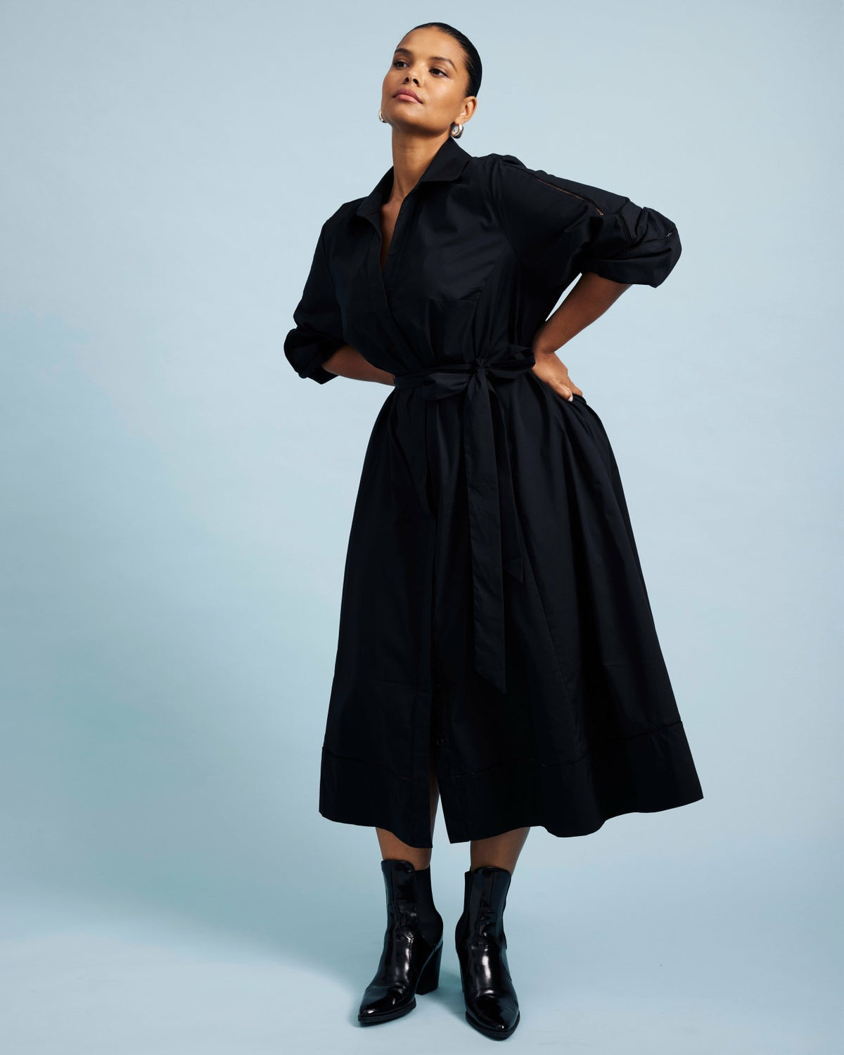 Claire Stretch Poplin Shirtdress - Black | Universal Standard