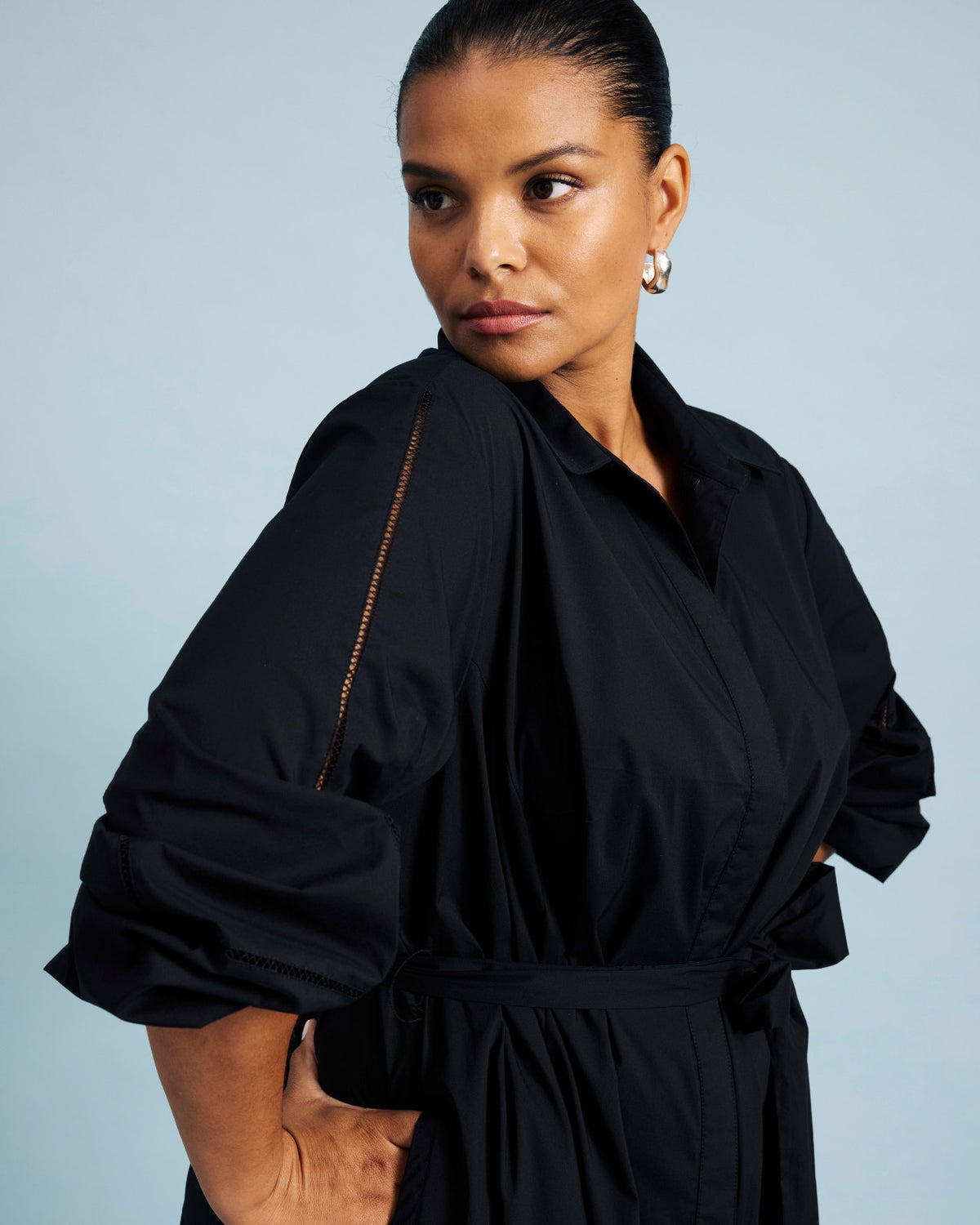 Claire Stretch Poplin Shirtdress - Black | Universal Standard