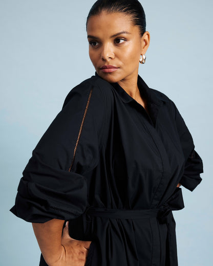 Claire Stretch Poplin Shirtdress - Black | Universal Standard