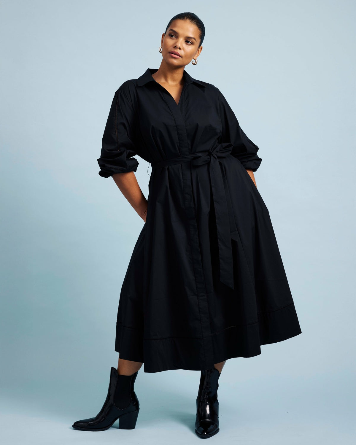 Claire Stretch Poplin Shirtdress - Black | Universal Standard