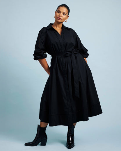 Claire Stretch Poplin Shirtdress - Black | Universal Standard