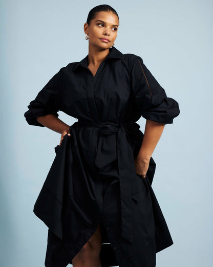 Claire Stretch Poplin Shirtdress - Black | Universal Standard