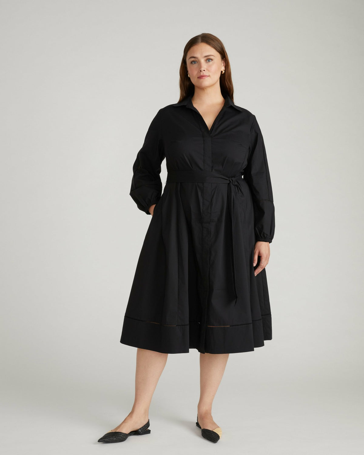 Claire Stretch Poplin Shirtdress - Black | Universal Standard