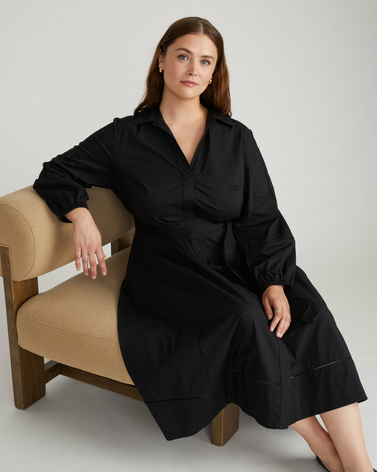 Claire Stretch Poplin Shirtdress - Black | Universal Standard