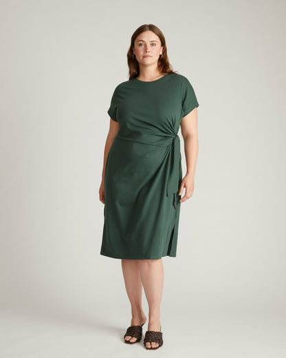 Crescent Breton Stripe Knot Dress - Solid Conifer | Universal Standard