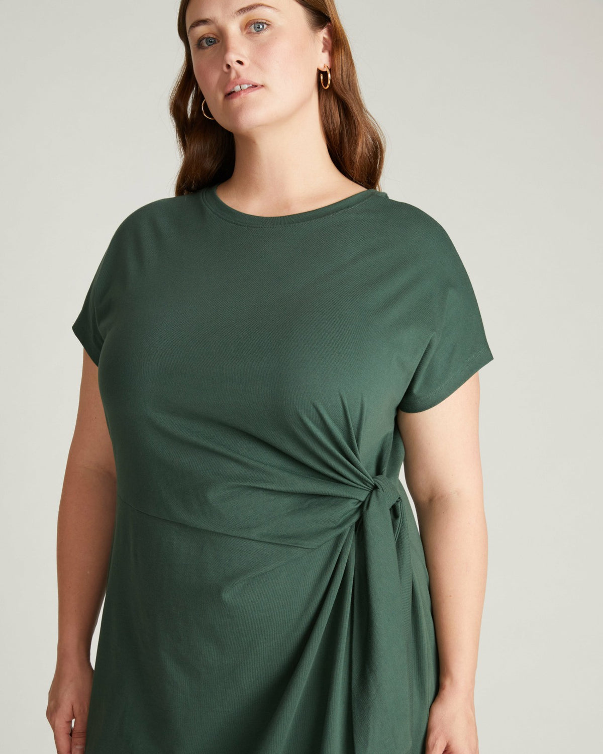 Crescent Breton Stripe Knot Dress - Solid Conifer | Universal Standard