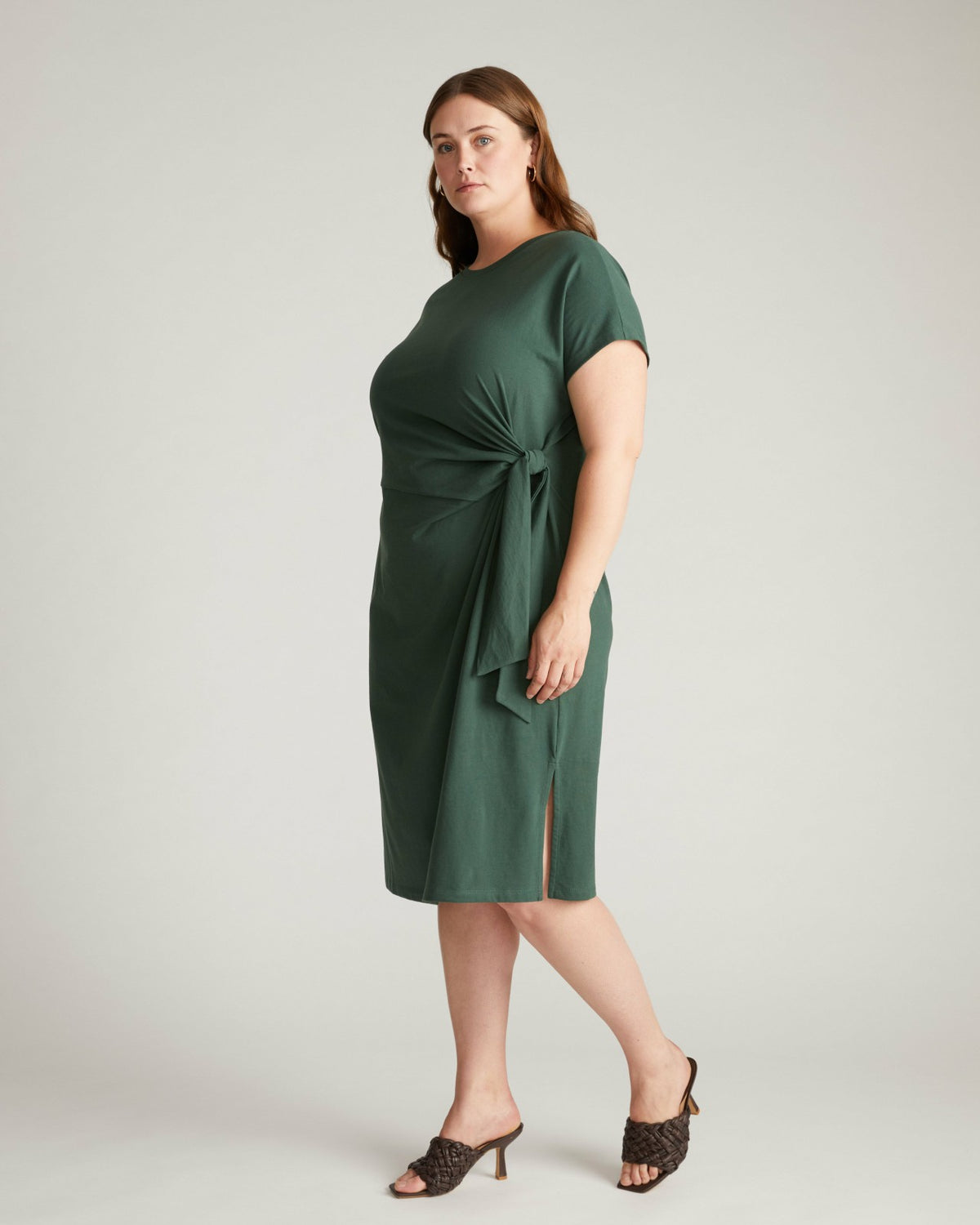 Crescent Breton Stripe Knot Dress - Solid Conifer | Universal Standard