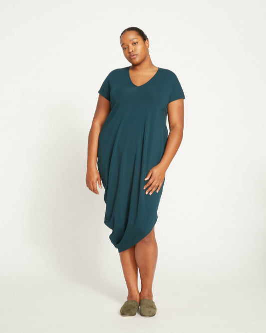 Iconic Geneva V-Neck Dress - Deep Sea | Universal Standard