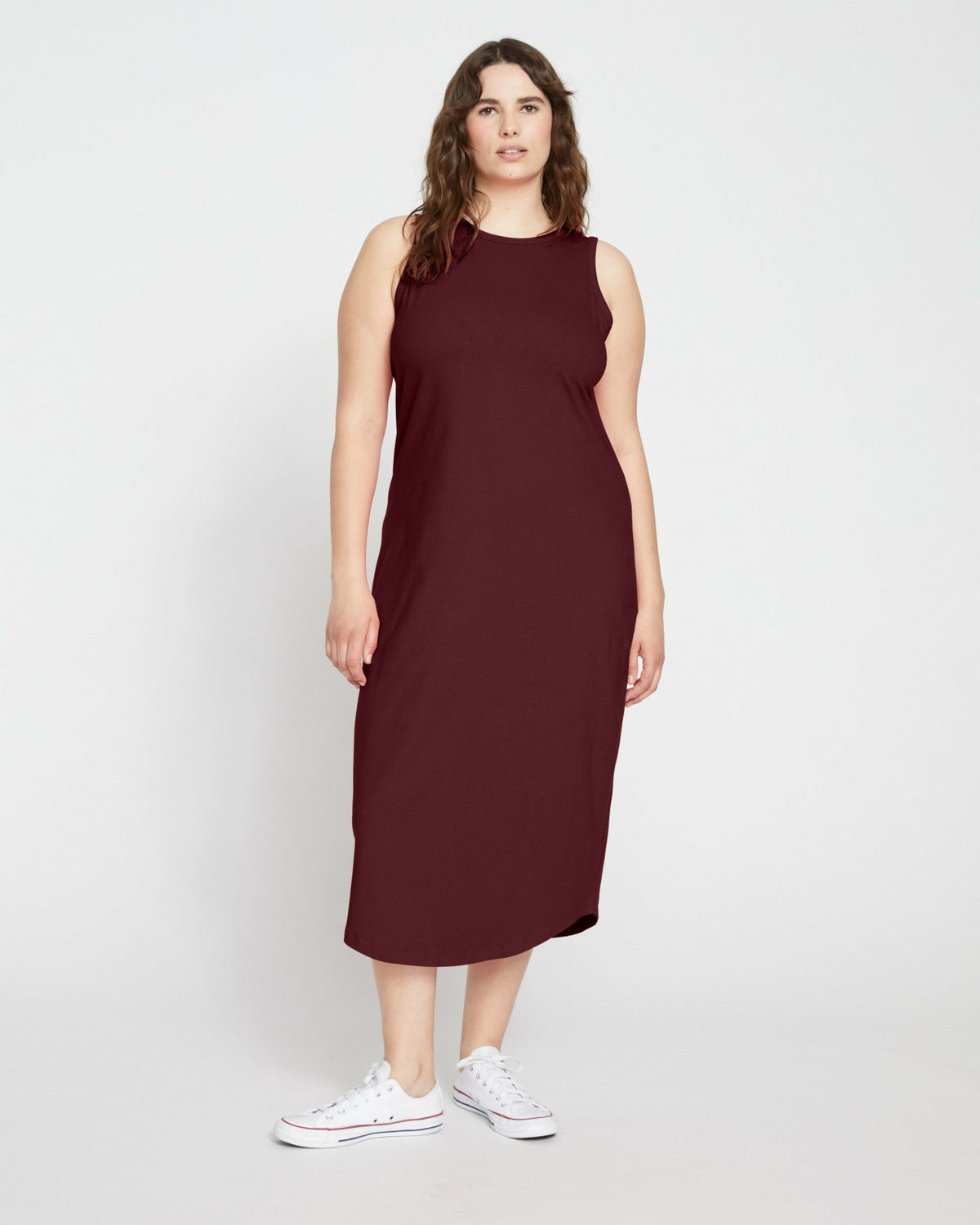 Cai High Neck Tank Dress - Black Cherry | Universal Standard
