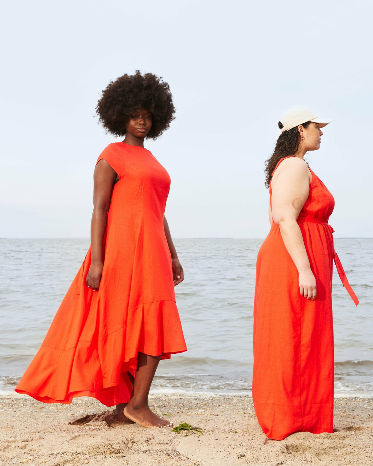 Sunset Linen Blend Flounce Dress - Shoreline Sunset | Universal Standard
