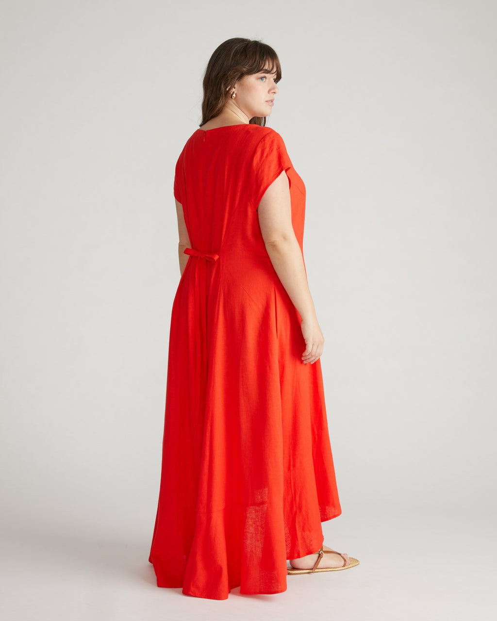 Sunset Linen Blend Flounce Dress - Shoreline Sunset | Universal Standard