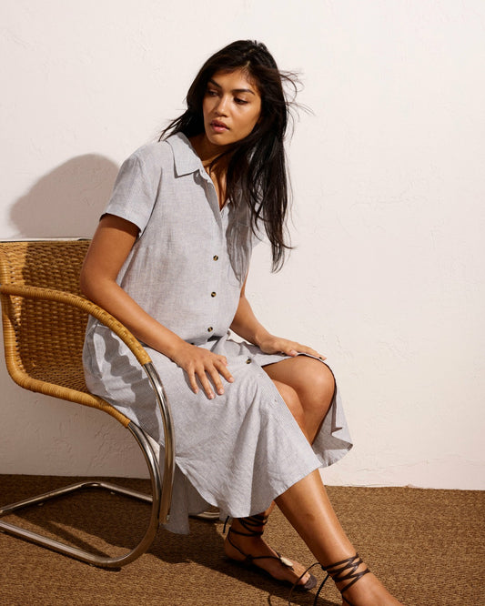 Dune Linen Blend Shirtdress - Beach Stripe | Universal Standard