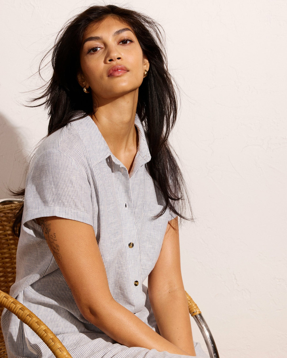 Dune Linen Blend Shirtdress - Beach Stripe | Universal Standard