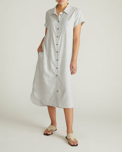 Dune Linen Blend Shirtdress - Beach Stripe | Universal Standard