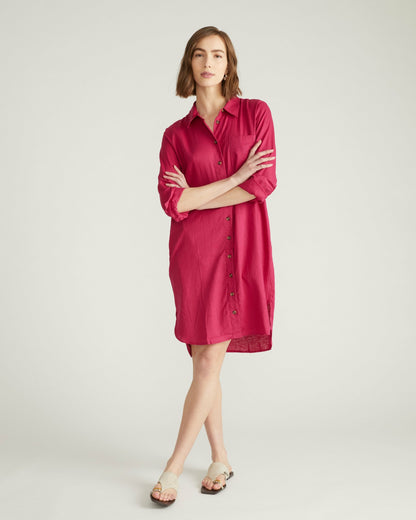 Seaside Linen Blend Shirtdress - Cerise | Universal Standard