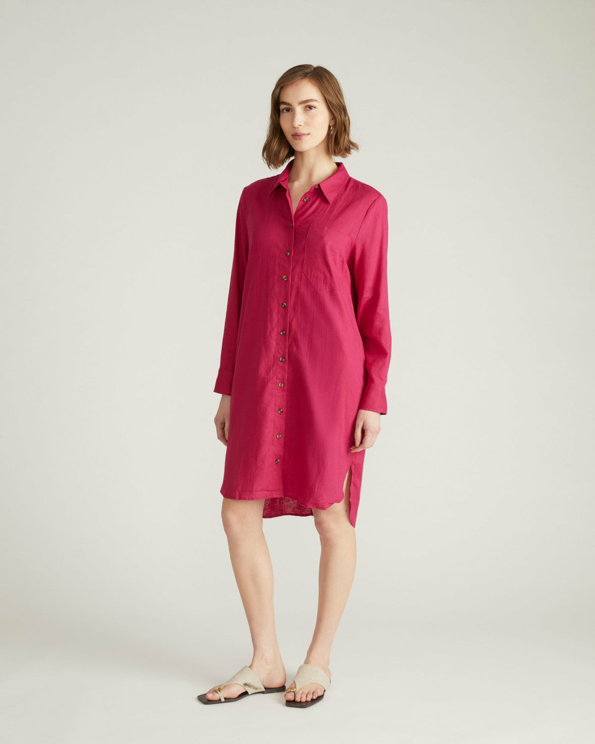 Seaside Linen Blend Shirtdress - Cerise | Universal Standard