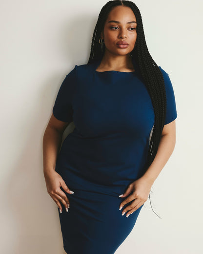 Envelope Neck Ponte Dress - Deep Teal | Universal Standard