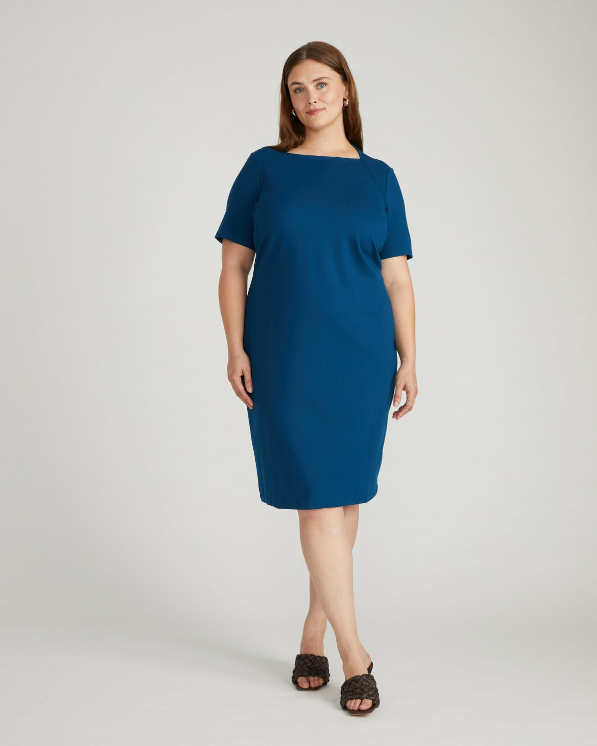 Envelope Neck Ponte Dress - Deep Teal | Universal Standard