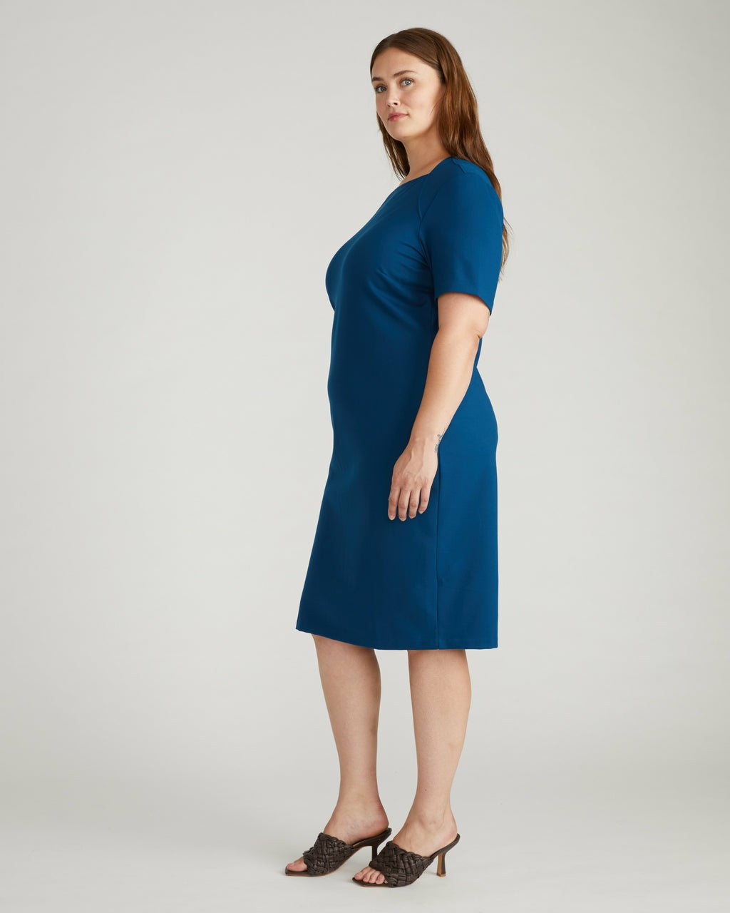 Envelope Neck Ponte Dress - Deep Teal | Universal Standard