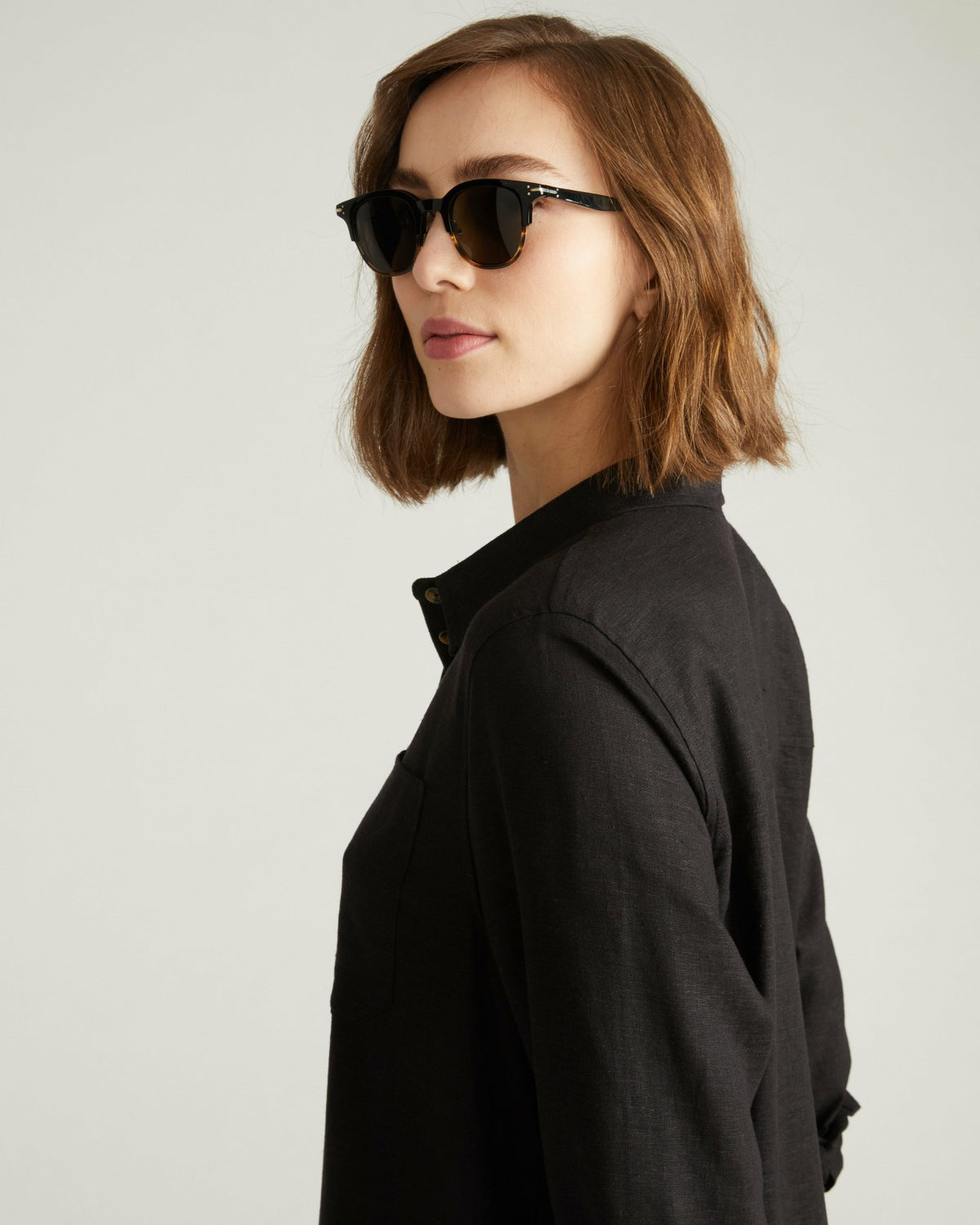 Odeon Linen Blend Shirtdress - Black | Universal Standard