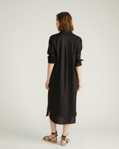 Odeon Linen Blend Shirtdress - Black | Universal Standard