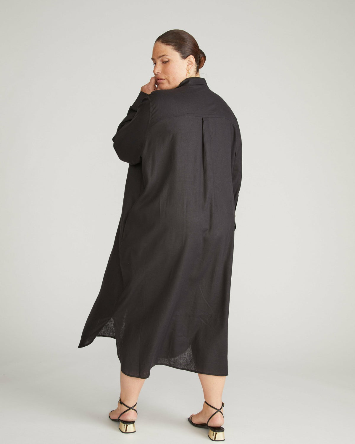 Odeon Linen Blend Shirtdress - Black | Universal Standard
