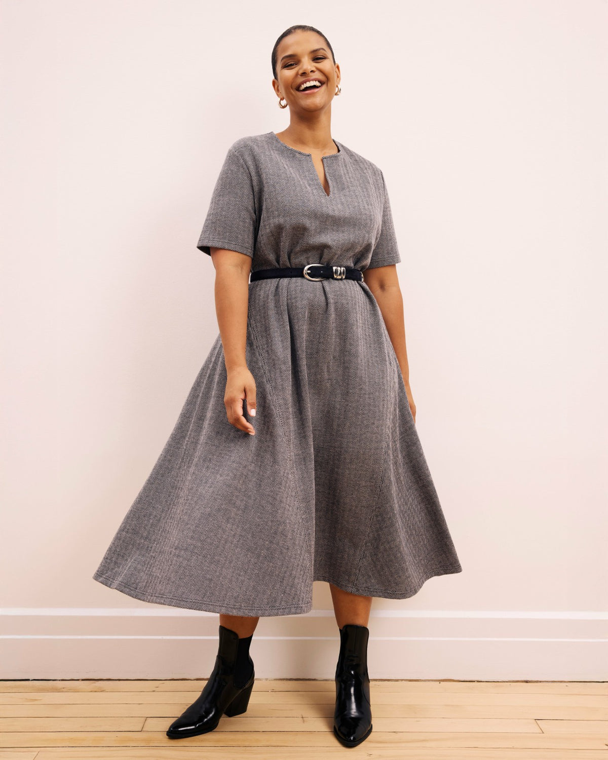 Saskia Ponte Dress - Herringbone Tweed | Universal Standard