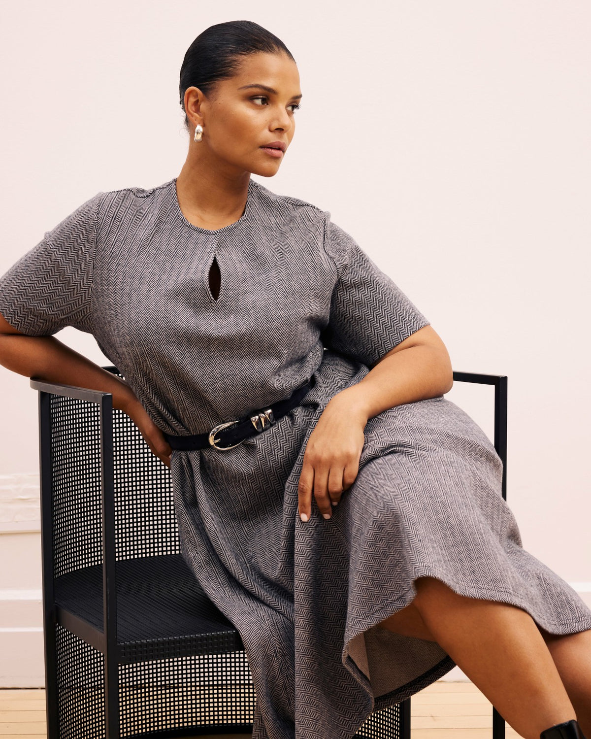 Saskia Ponte Dress - Herringbone Tweed | Universal Standard
