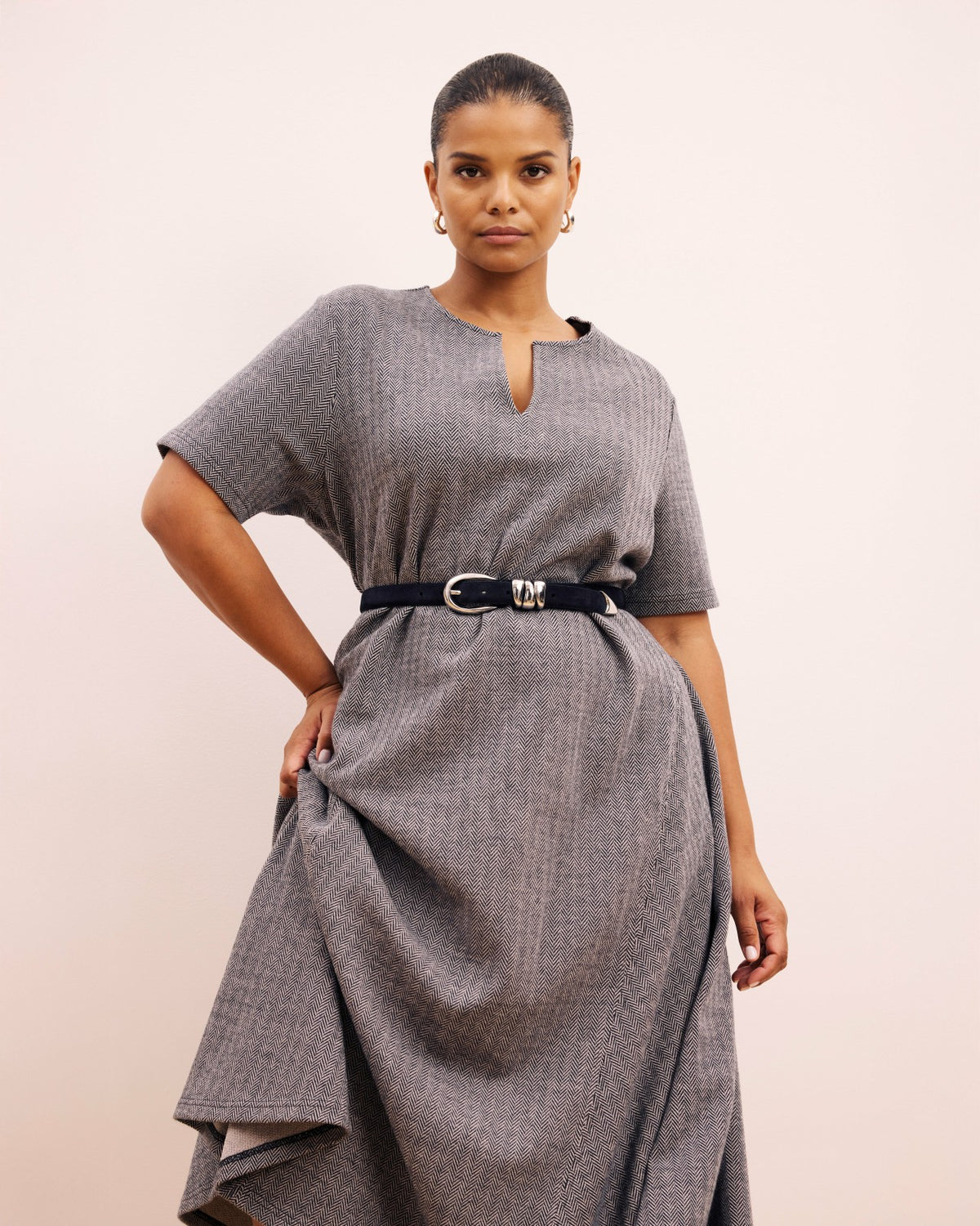 Saskia Ponte Dress - Herringbone Tweed | Universal Standard